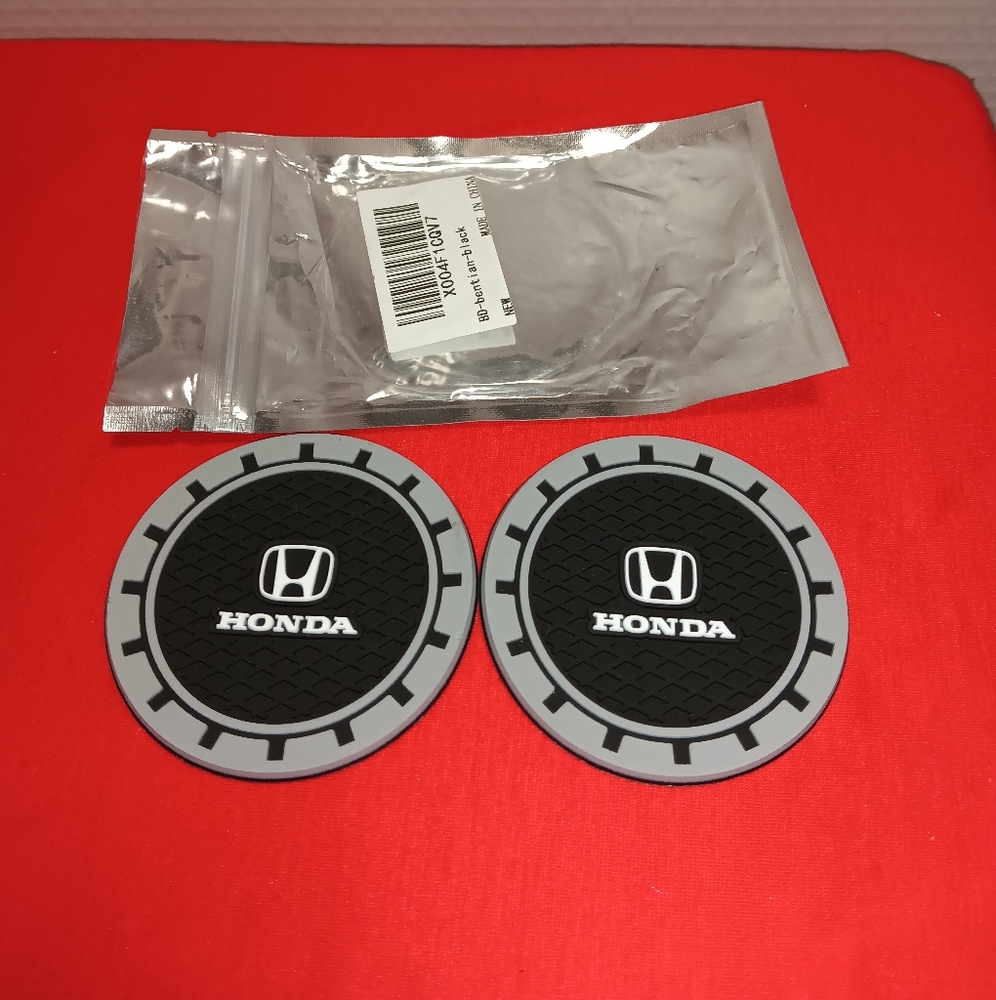 Honda Black and Gray Car Coasters